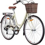 Galano Piccadilly 28 Zoll Damenfahrrad 7 Gang Citybike Stadt Fahrrad Damenrad Hollandrad (Elfenbein, 41 cm) - Robustes Citybike mit 7 Gang Schaltung und Korb, ideal für den Alltag