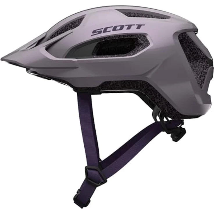 SCOTT Supra Fahrradhelm, vielseitig einsetzbar auf Asphalt und Trails, silber-lila mit abnehmbarem Visier und Fliegengitter – Bild 2
