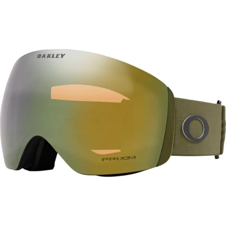 Oakley Flight Deck, Goldene Schneebrille mit dunkler Bürste, rahmenloser O-Rahmen und Ridgelock Objektivwechselsystem