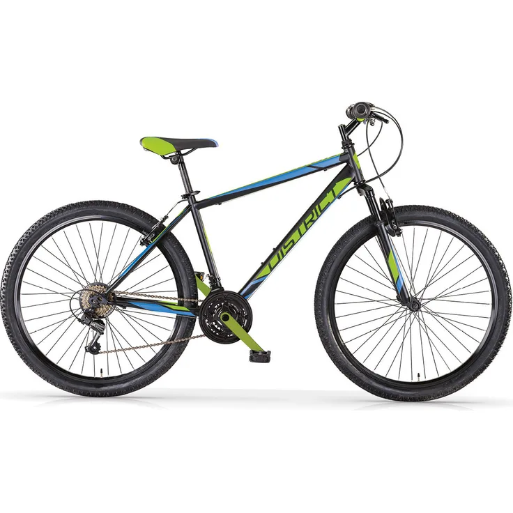 MBM Mountainbike District 27,5 Zoll, 18-Gang Kettenschaltung, Federgabel, robuste V-Brakes, schwarz
