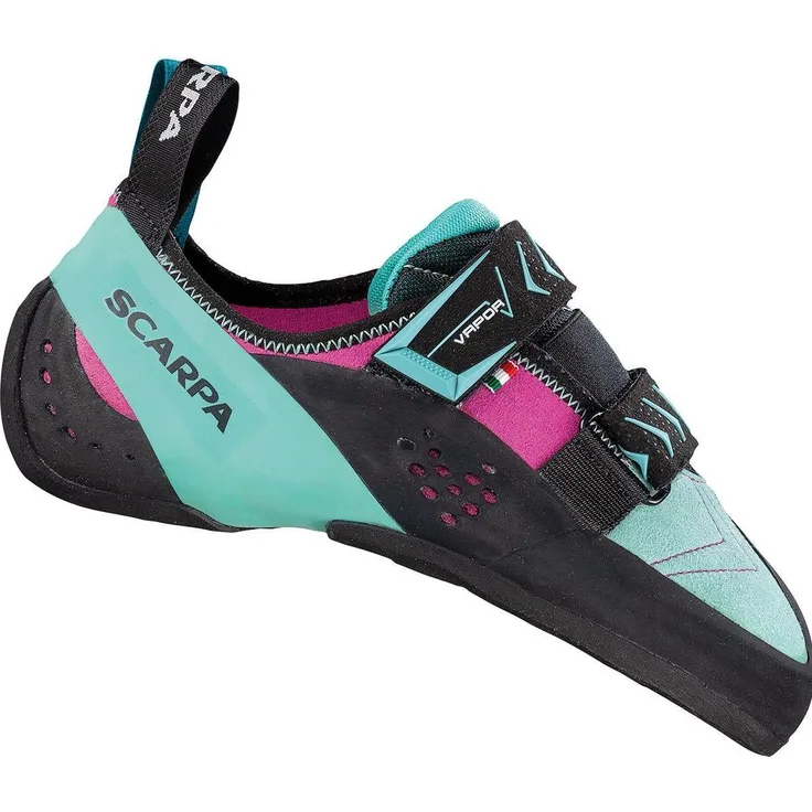 Scarpa Vapor V, Damen Kletterschuhe mit Klettverschluss und abriebfester Gummisohle, Größe 37, Türkis