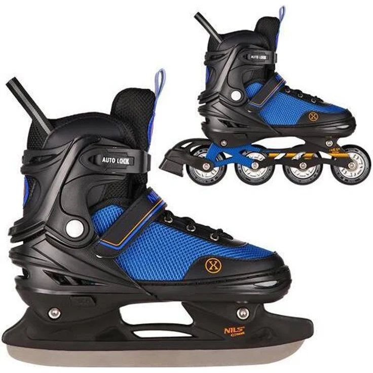 Nils Extreme Schlittschuhe 2in1 NH18190 schwarz pom, 5-fach größenverstellbar, ABEC7 Lager – Bild 1