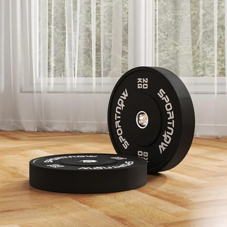 SPORTNOW Hantelscheiben 2er-Set, 2 x 20kg, Gummigewichte mit 5 cm Bohrung für Olympiastangen, Schwarz – Bild 6