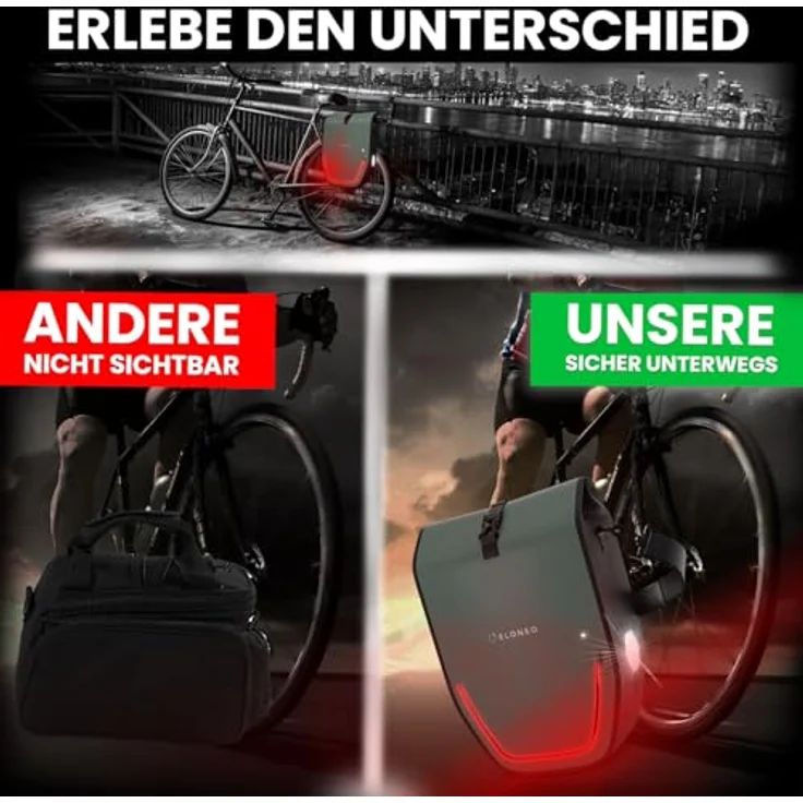 eloneo Fahrradtasche Gepäckträgertasche, wasserdicht mit LED, Kinderfahrradtasche – Bild 10