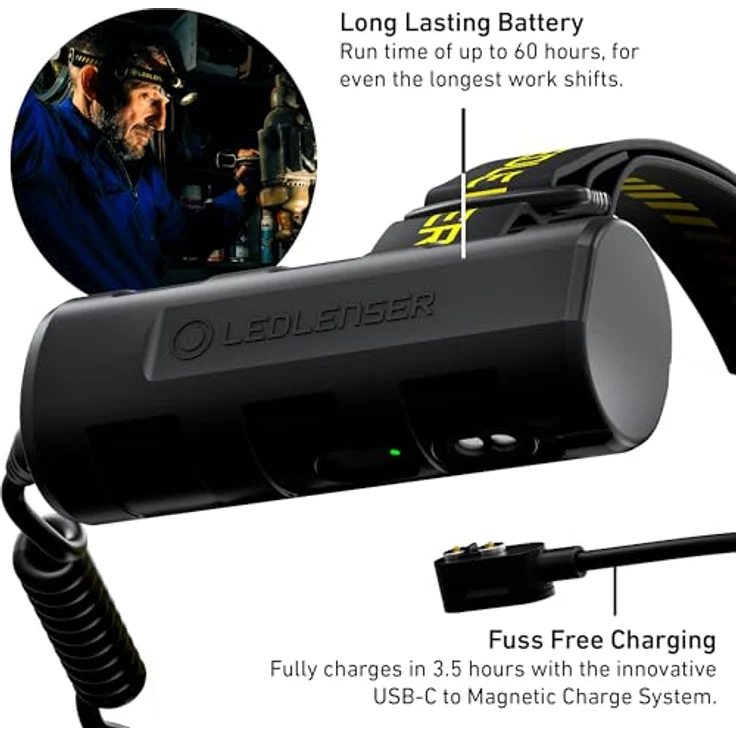 Ledlenser H7R Work, wiederaufladbare Profi-Stirnlampe mit 1000 lm Lichtleistung und hohem CRI-Wert, staub- und wassergeschützt – Bild 3