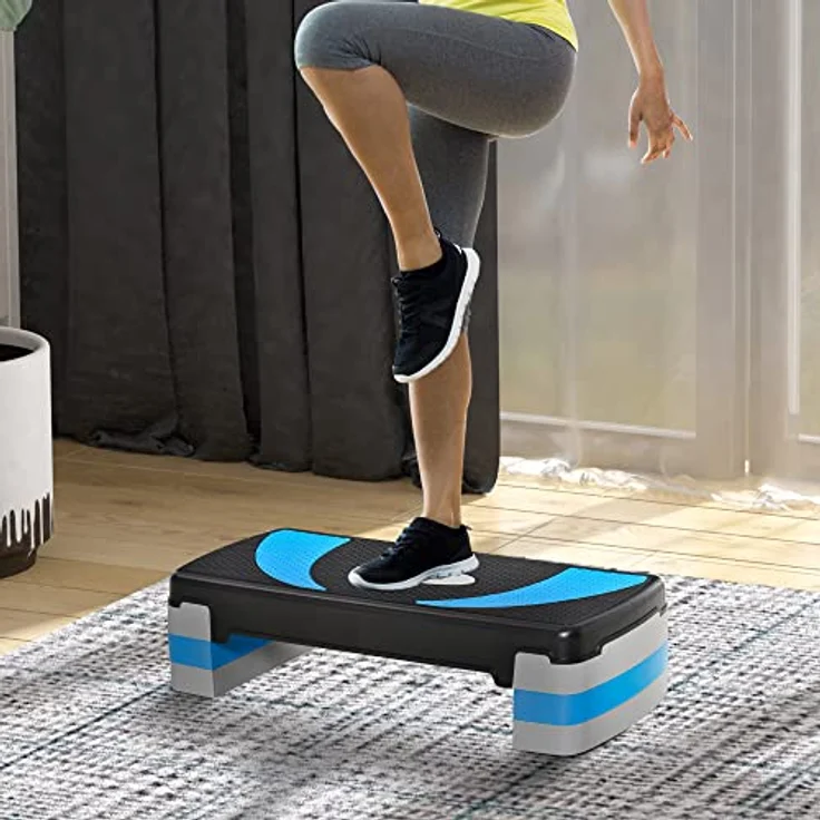 HOMCOM Stepper Steppbrett, Aerobic-Stepper mit verstellbarer Höhe (Schwarz, Hellblau, Grau) – Bild 2