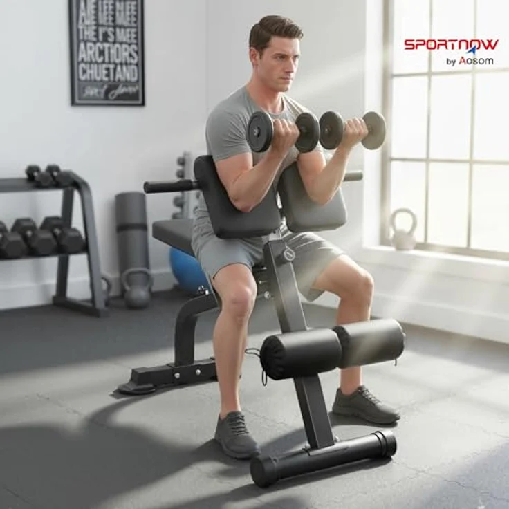 SPORTNOW Klappbare Hantelbank, Multifunktionale Trainingsbank mit 10-Fach verstellbarer Höhe und bis zu 150 kg belastbar für Zuhause Fitnessstudio – Bild 2