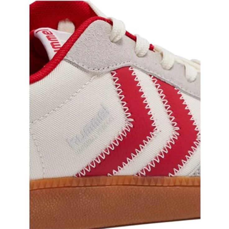 Hummel Handball Perfekt Ns, Hallenschuhe mit atmungsaktivem Obermaterial und dämpfender Sohle, Marshmallow/Crimson, Größe 45 – Bild 3