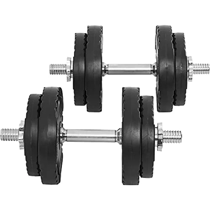 GORILLA SPORTS® Kurzhantelset - 20 kg oder 30 kg, Ø 30mm, 2 Kurzhantelstangen mit 4 Sternverschlüssen, Griff gerändelt, Kunststoff - Hantelset, Gewichte, Kurzhanteln 2er Set, Kurzhantel Set – Bild 5