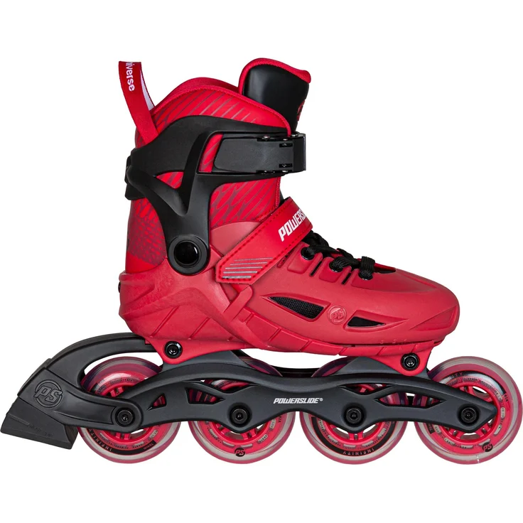 Powerslide Phuzion Universe 4W Rot, Inline Skates, verstellbar in den Größen 33-36, mit Aluminiumrahmen und Gummibremse