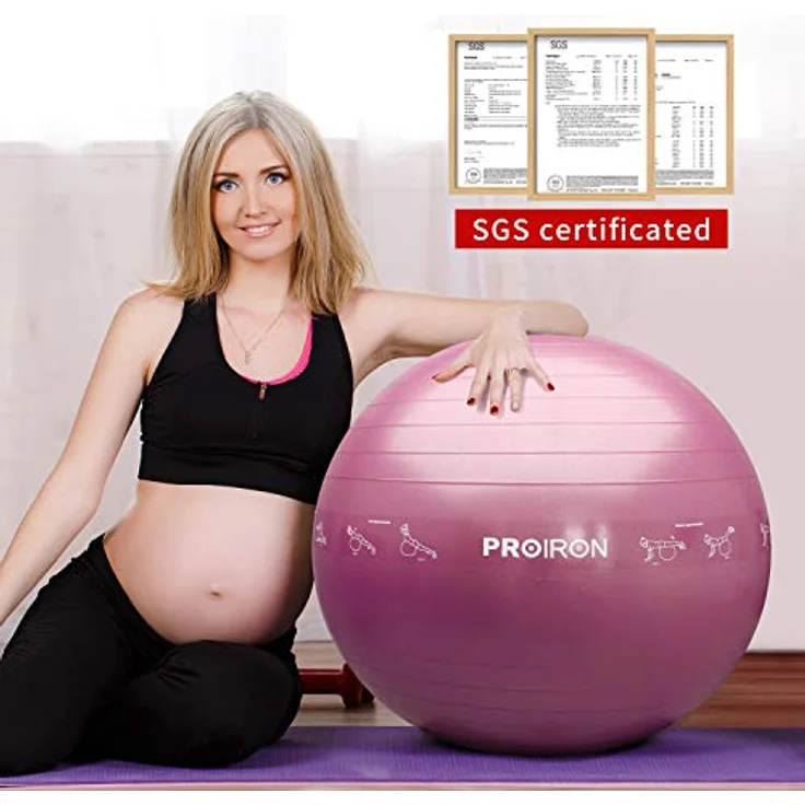 PROIRON Gymnastikball Pezziball Sitzball Büro mit Lehrposen, Anti-Burst Stabilitätsball Yoga Ball Stuhl 55/65/75 cm mit Pumpe und Stecker – Bild 3