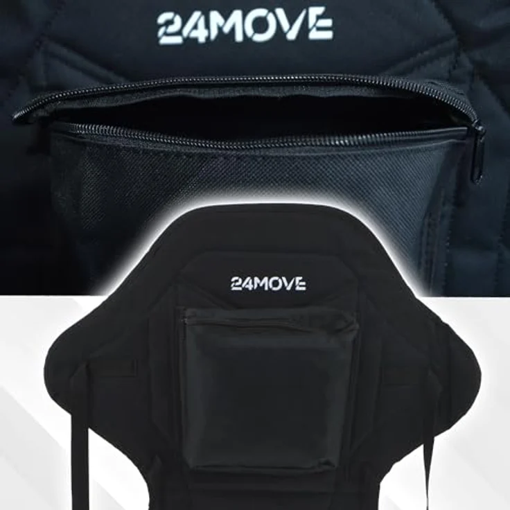 24MOVE® SUP Kajak Sitz für Paddle Boards und Kajaks, gepolstert und ergonomisch, mit Tasche, in Schwarz – Bild 7