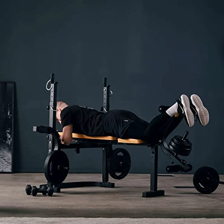 SportPlus I multifunktionale Hantelbank I Langhantel Hantelbank, verstellbar und klappbar, max 100 kg, blau SP-WB-003-B – Bild 4