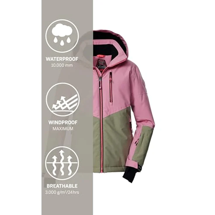 Killtec KSW 207, Skijacke Mädchen, wasser- und winddicht, atmungsaktiv, Colourblock Design, Größe 164 – Bild 6
