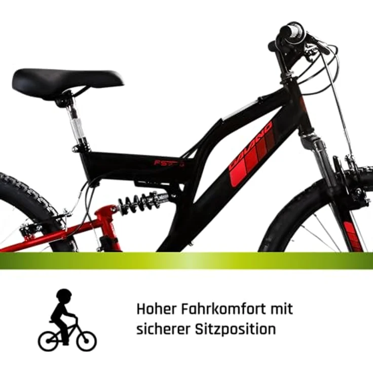 Galano Mountainbike FS240, 18 Gang Shimano Tourney, 24 Zoll Jugendfahrrad für 130-145 cm, schwarz/grün – Bild 8