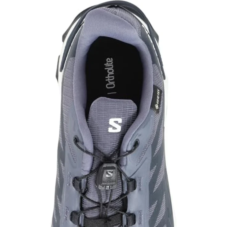 Salomon Herren Sneaker Supercross 4 GTX, wasserdichte Trailrunningschuhe mit GORE-TEX, Quicklace-Schnellschnürsystem, grisaille/white/carbon, Größe 11.5 – Bild 8