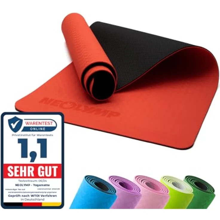 NEOLYMP Yogamatte, rutschfest und dünn, 183 x 61 cm, umweltfreundliche Gymnastikmatte mit Tragegurt und E-Book für Yoga-Übungen – Bild 1
