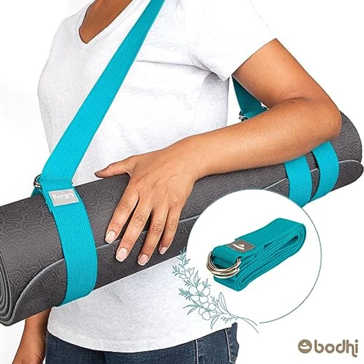 Bodhi Yogagurt 2 in 1 Yamala Belt, Baumwolle, waschbarer Carry Strap mit Metallverschluss für dicke Yogamatten, 200 cm, petrol – Bild 5