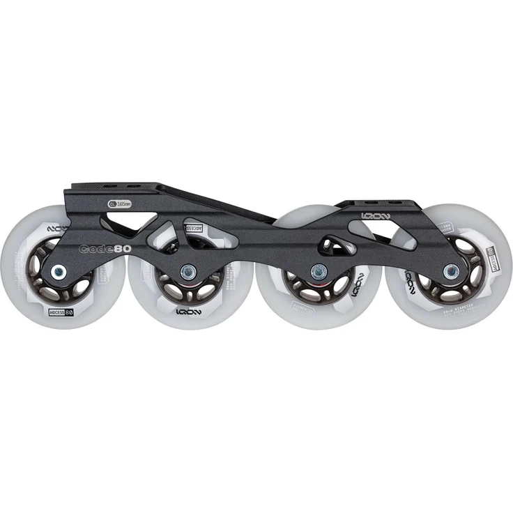Iqon Code 80 Complete, Hochleistungs-Fahrgestell für Rollschuhe mit 80 mm Laufrädern, Stahlachsen und Wicked ABEC 9 Lagern, 243 mm Montagesystem