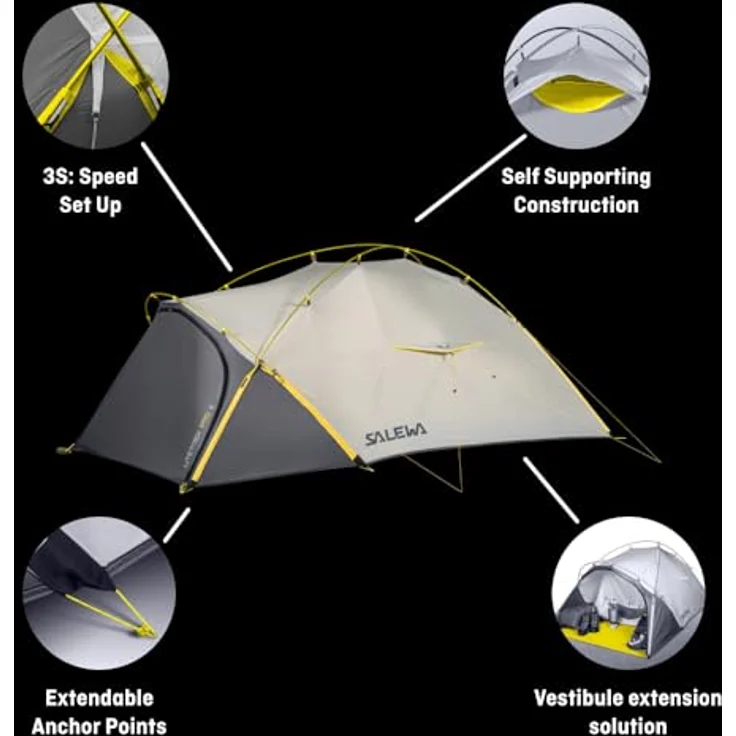 Salewa Litetrek Pro III, Kuppelzelt für 3 Personen, 2.10 kg, wetterfest bis 90 km/h, 3-Jahreszeiten-Einsatz – Bild 3