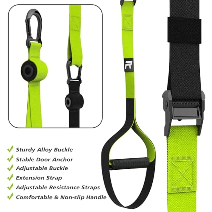 RHINOSPORT Schlingentrainer Sling Trainer Set mit Türanker Einstellbar Fitness Zuhause Suspension - geeignet für unterwegs und für das Training im Innen- und Außenbereich – Bild 2