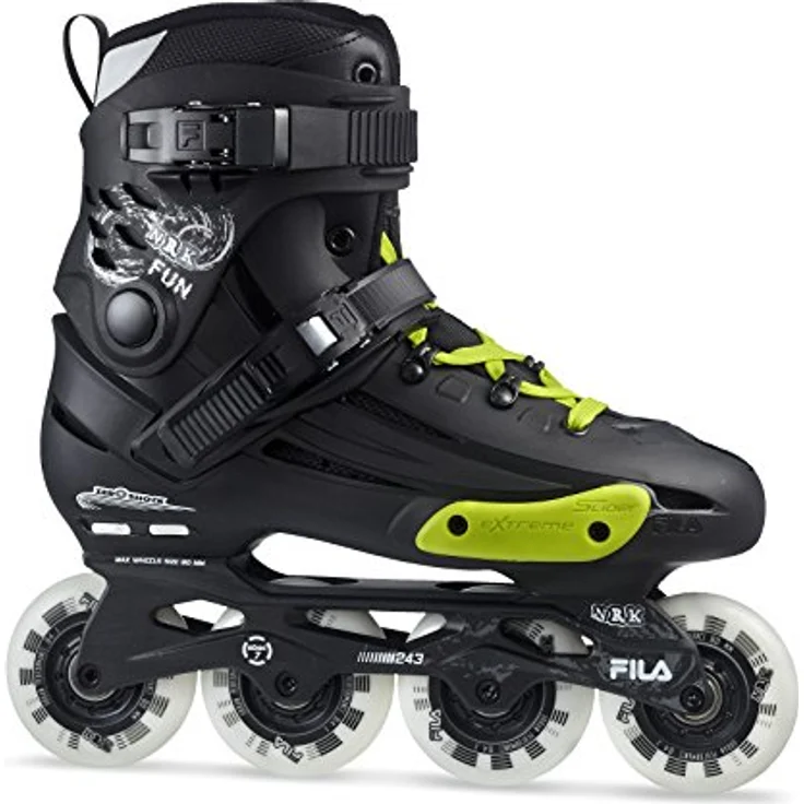 FILA Nrk Fun Inline Skates, Größe 45, Schwarz-Gelb mit Zero-Shock-Technologie und ABEC 7 Lagern – Bild 1