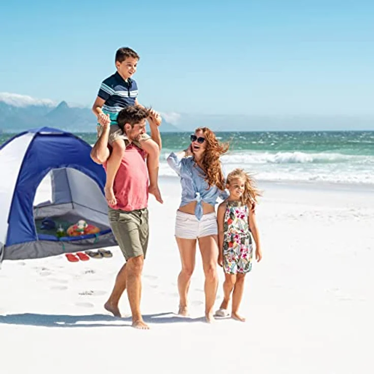Relaxdays Pop Up Zelt Strand, Wurfzelt, 2-3 Personen, UV Schutz 50+, blau – Bild 3