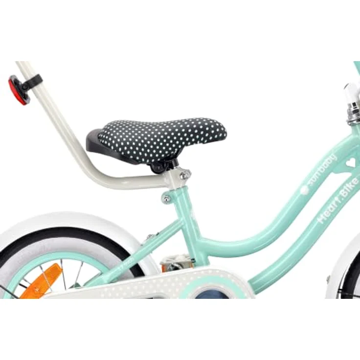 Sun Baby Kinderfahrrad Heart Bike, 12 Zoll mit Zusatzrädern und Schubstange, Türkis – Bild 3