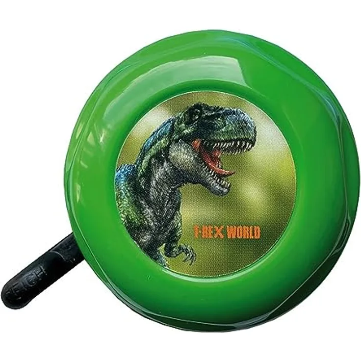 Bike Fashion T-Rex World Glocke, Unisex Fahrradklingel aus Stahl in Blau/Grün, Einheitsgröße