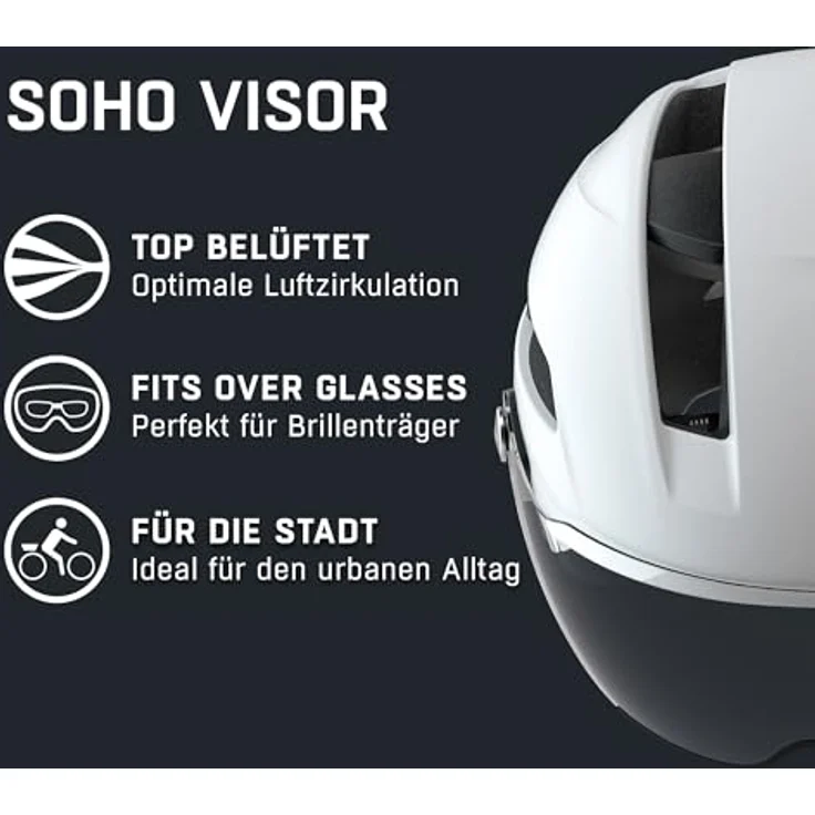 ALPINA SPORTS Soho, Velohelm für Urbanes Umfeld, 51 - 56 cm, Reflektierendes Logo, Hi-EPS Stoßabsorption, Made in Germany – Bild 2