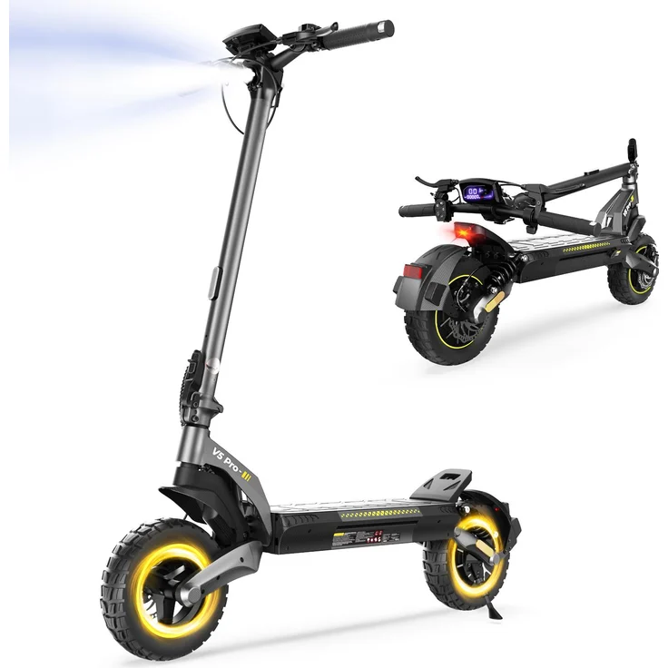 iScooter V5 Pro, E-Scooter mit ABE, 48V 12,5 Ah, 10-Zoll-Offroad-Reifen, Reichweite 50–60 km