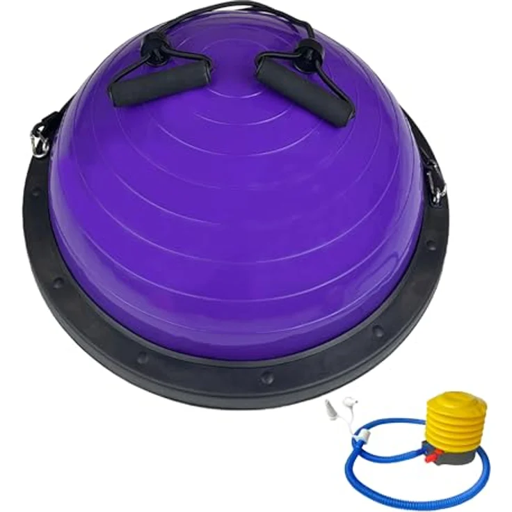 Baumarktplus TRUTZHOLM Yoga Balance Trainer Balancetrainer mit Expander und Fußpumpe, lila, vielseitig und umkehrbar, rutschfest, portabel – Bild 1