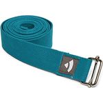 Bodhi Yogagurt | ASANA Belt aus 100% Baumwolle | Praktisches Yoga-Zubehör zur Dehnung | Yoga-Gurt mit Schiebeschnalle aus Metall | Anfänger & Fortgeschrittene | 250 x 3,8 cm (petrol)