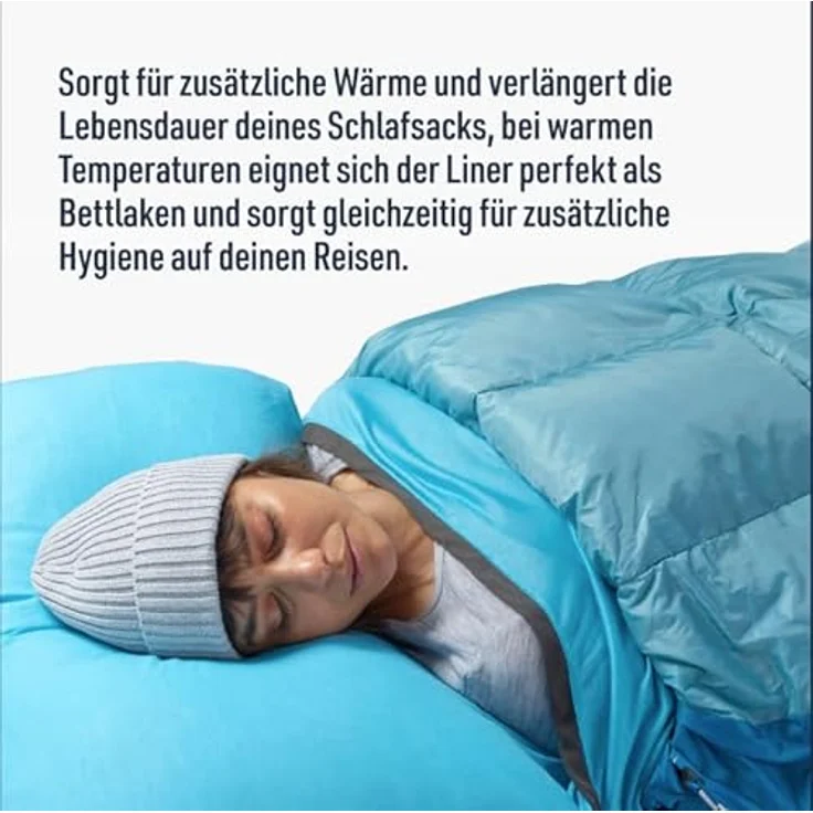 Sea To Summit Inlett Breeze Liner Mumie, Schlafsack (216 cm) aus Coolmax EcoMade mit HeiQ-Fresh-Technologie, grau – Bild 2
