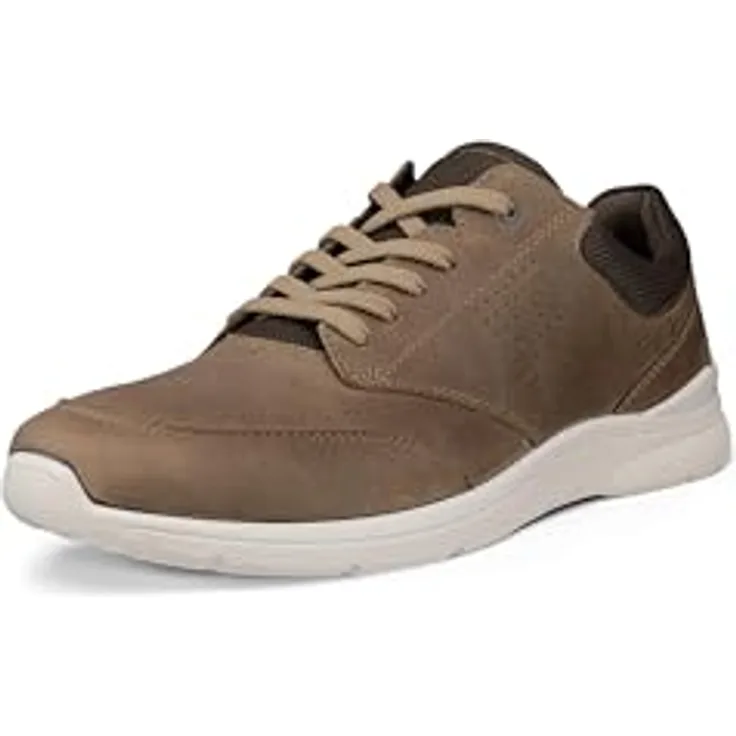Ecco Irving Lace Sneakers, Herrenschuhe aus hellbraunem Nubuckleder mit herausnehmbarem Fußbett und flexibler PU-Sohle