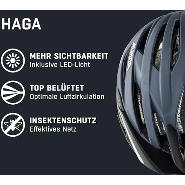 Alpina Haga Indigo Matt, Größe 58 - 63 cm - Fahrradhelm, Farbe Blau – Bild 3