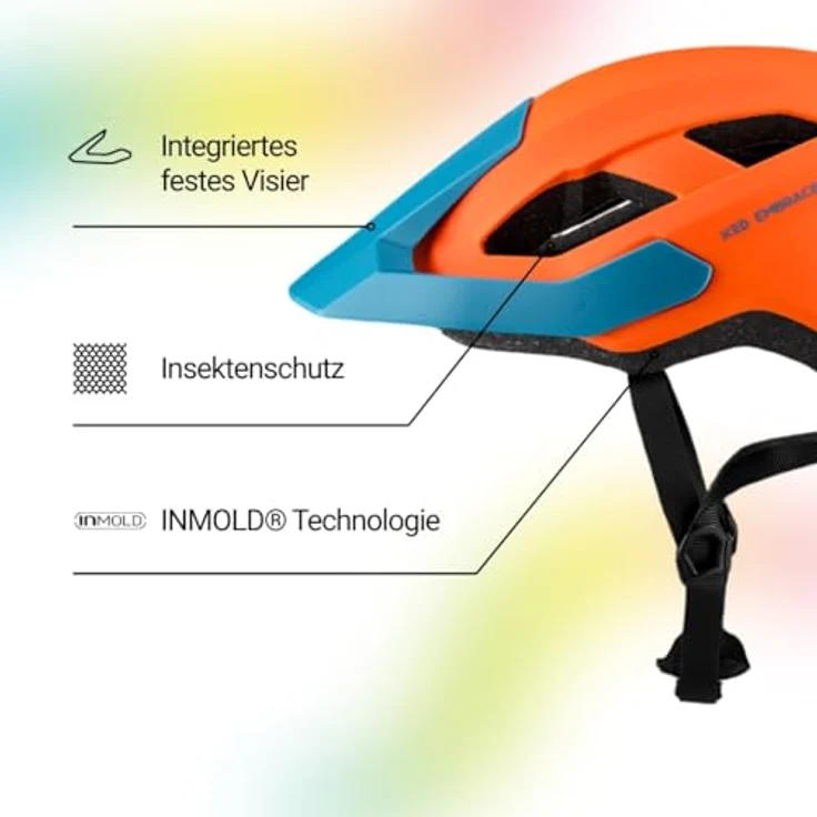 KED Embrace Jr Fahrradhelm – Jugendhelm mit In-Mold Konstruktion und integriertem Visier, Petrol Orange Matt, Größe 52-56 (SM) – Bild 2