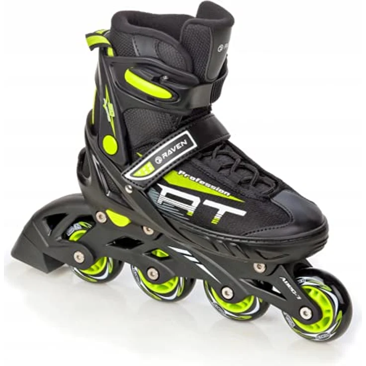 RAVEN Profession 2in1 Schlittschuhe Inlineskates, verstellbar für Kinder und Erwachsene, Black/Lime, Größen 38-42 (25cm-27,5cm), mit Triple-Vent-System und sicherem Verschlusssystem – Bild 4