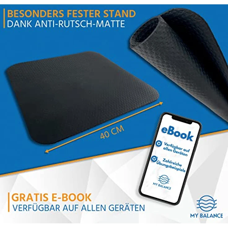 My Balance Premium Balance-Board inkl. Antirutschmatte I Hochwertiges Wackelbrett mit E-Book I Stärkt deine Balance I Balance Board für bessere Fitness – Bild 3