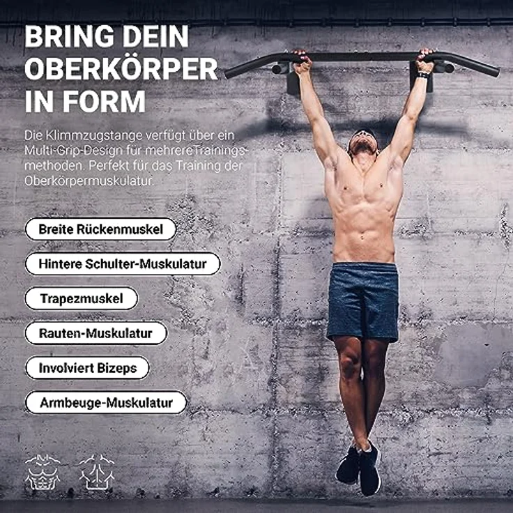 MSPORTS Klimmzugstange für Wandmontage inkl. Montageanleitung und - Zubehör | Reckstange – Bild 5