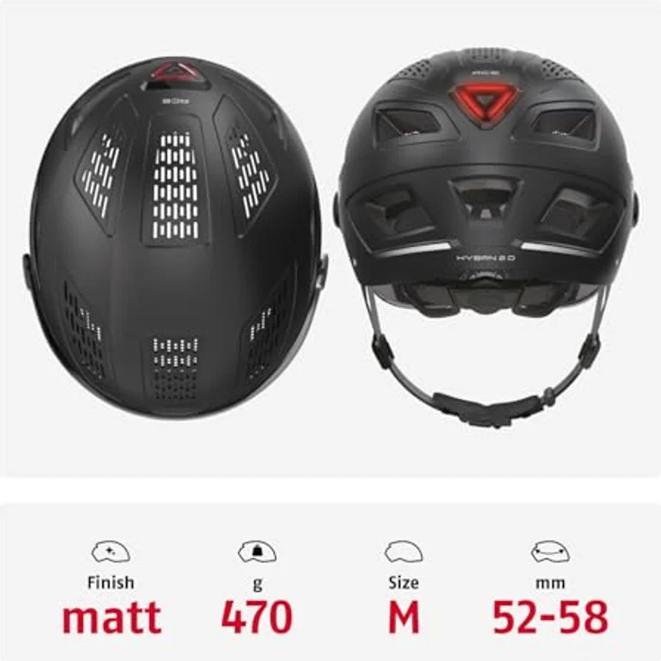 Abus Helm Hyban 2. 0 ACE - Velvet Black 52 - 58 cm – Bild 4