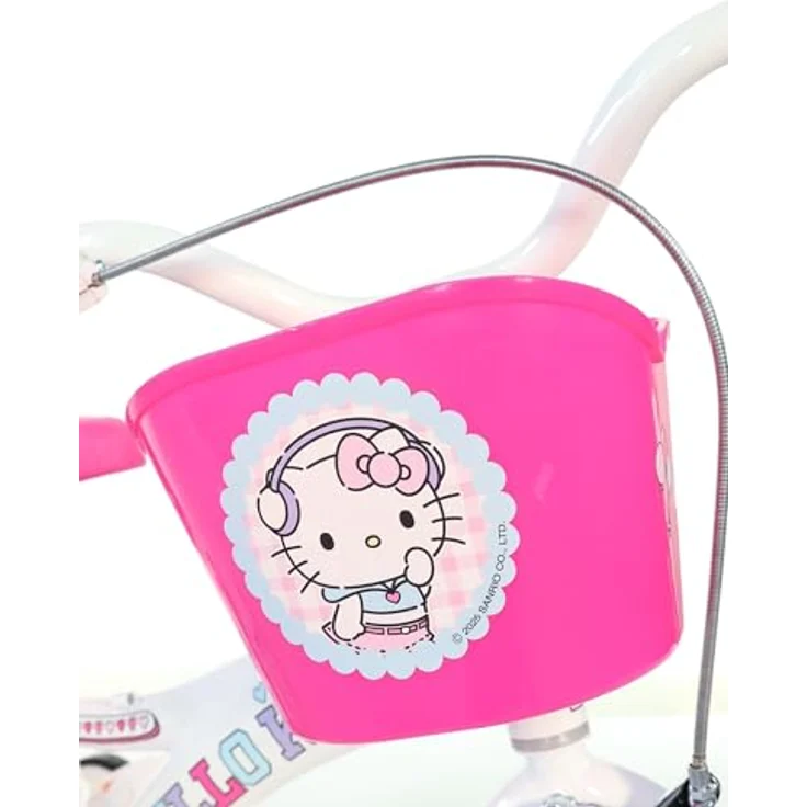 Dino Bikes Hello Kitty Mädchenfahrrad 16 Zoll, Stahlrahmen, aufblasbare Reifen, mit Stabilisatoren und Korb – Bild 5