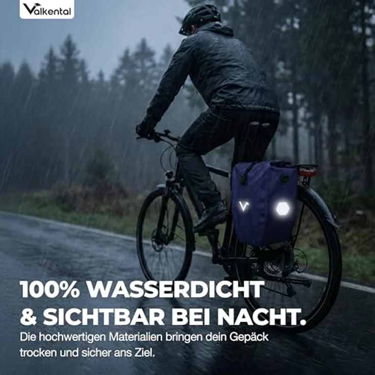 Valkental® Gepäckträgertasche ValkBasic, wasserdicht, 18-22L Volumen, abschließbar, mit reflektierenden Elementen, bombenfester Sitz, langlebig – Bild 5