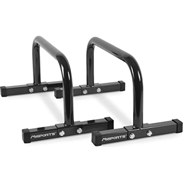 MSPORTS Low Fitness Parallettes Minibarren Professional LxBxH: 60x35x29 cm| Push-Up Bars Liegestützgriffe (Schwarz) – Bild 1