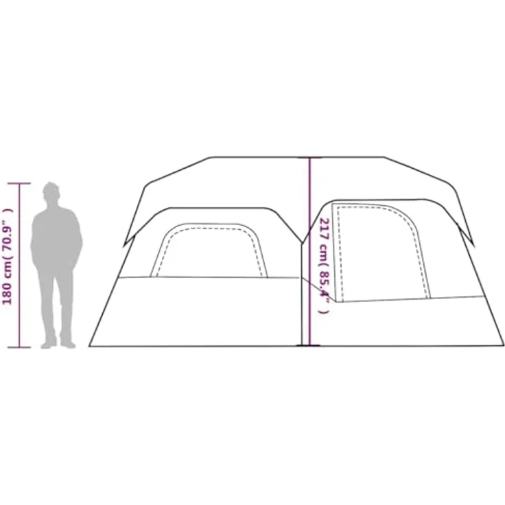 vidaXL Familienzelt 9 Personen, wasserdichtes Campingzelt mit Quick-Release-System, abnehmbarem Überzelt und Insektenschutz, Grau Orange – Bild 4