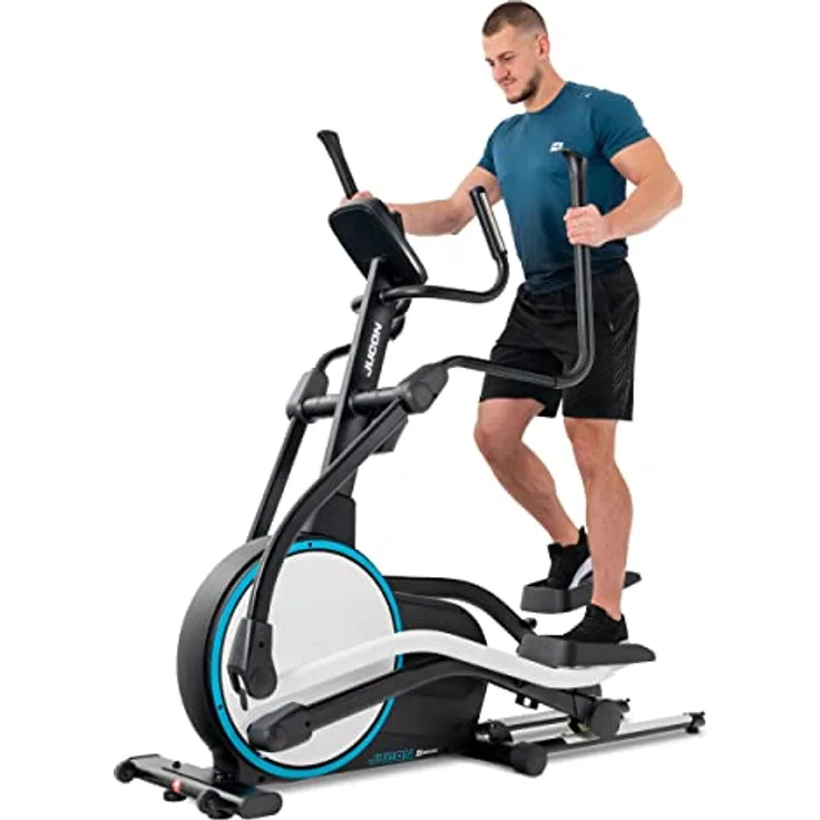 HS HOP-SPORT HS-250CF Jucon Crosstrainer für Zuhause bis 150kg – Klappbarer Ellipsentrainer mit App Steuerung, 12 Programmen, 24 Schwungmasse – Gelenkschonendes Ganzkörpertraining, Schwarz