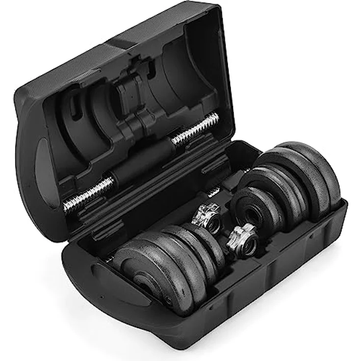 Gymtek Gusseisen Hantel Set mit Sternverschlüsse - 20kg Hanteln - Verchromten Hantelstange, Kurzhantel Set, Gewichte Hantel, Verstellbare Hanteln - schwarz – Bild 4