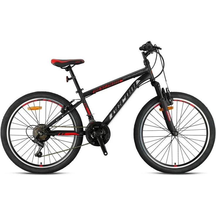 Ty-Trade 24 Zoll Mountainbike Kinder MTB Fahrrad MAGNUM Rot, 21 Gang, Stahlrahmen, Federgabel, verstellbarer Sattel