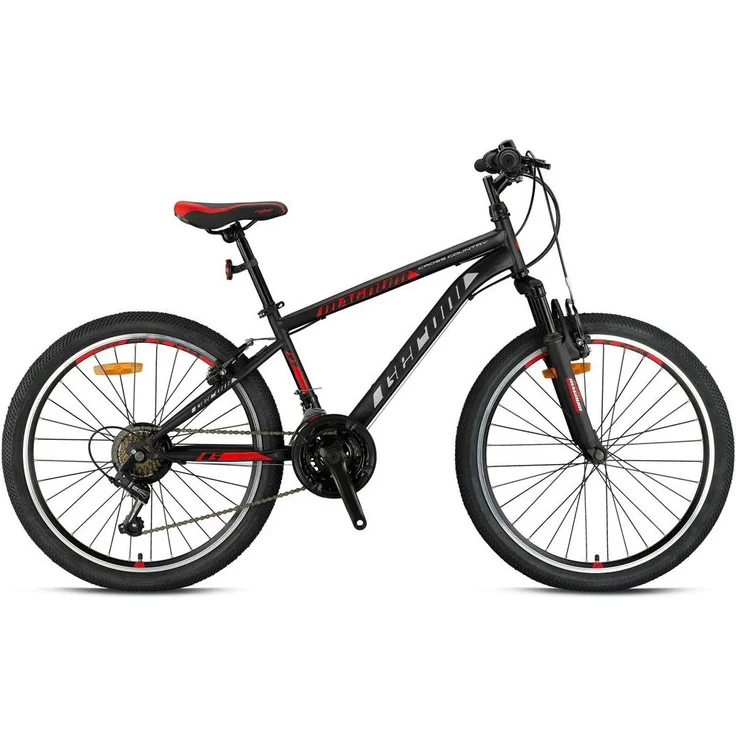 Ty-Trade 24 Zoll Mountainbike Kinder MTB Fahrrad MAGNUM Rot, 21 Gang, Stahlrahmen, Federgabel, verstellbarer Sattel