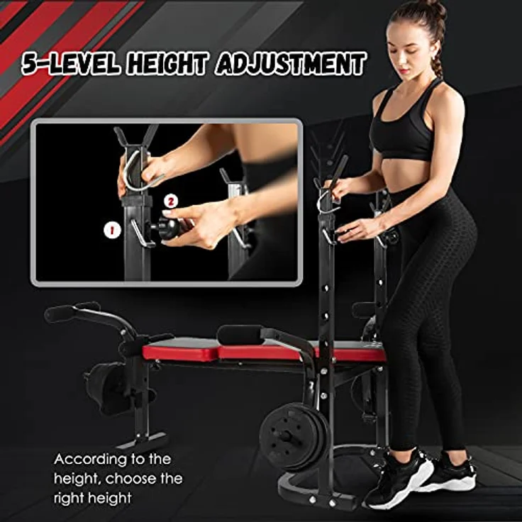ISE Multifunktional Trainingsbank Hantelbank verstellbar Klappbar mit Beincurler Semi-Pro Haushalt Fitnessgeräter für Kniebeuge Bankdrücken Rumpfbeuge belastet 120kg – Bild 5